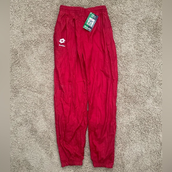 NWT Vintage 90s LOTTO Italia Red Windbreaker Football Soccer Pants Size Medium